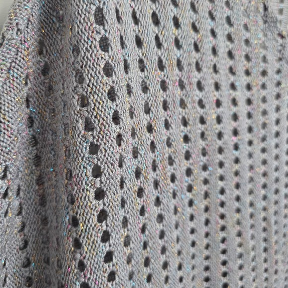 Big Buddha Gray & Rainbow Metallic One-Size Open Knitted Yoga Poncho - Picture 4 of 6